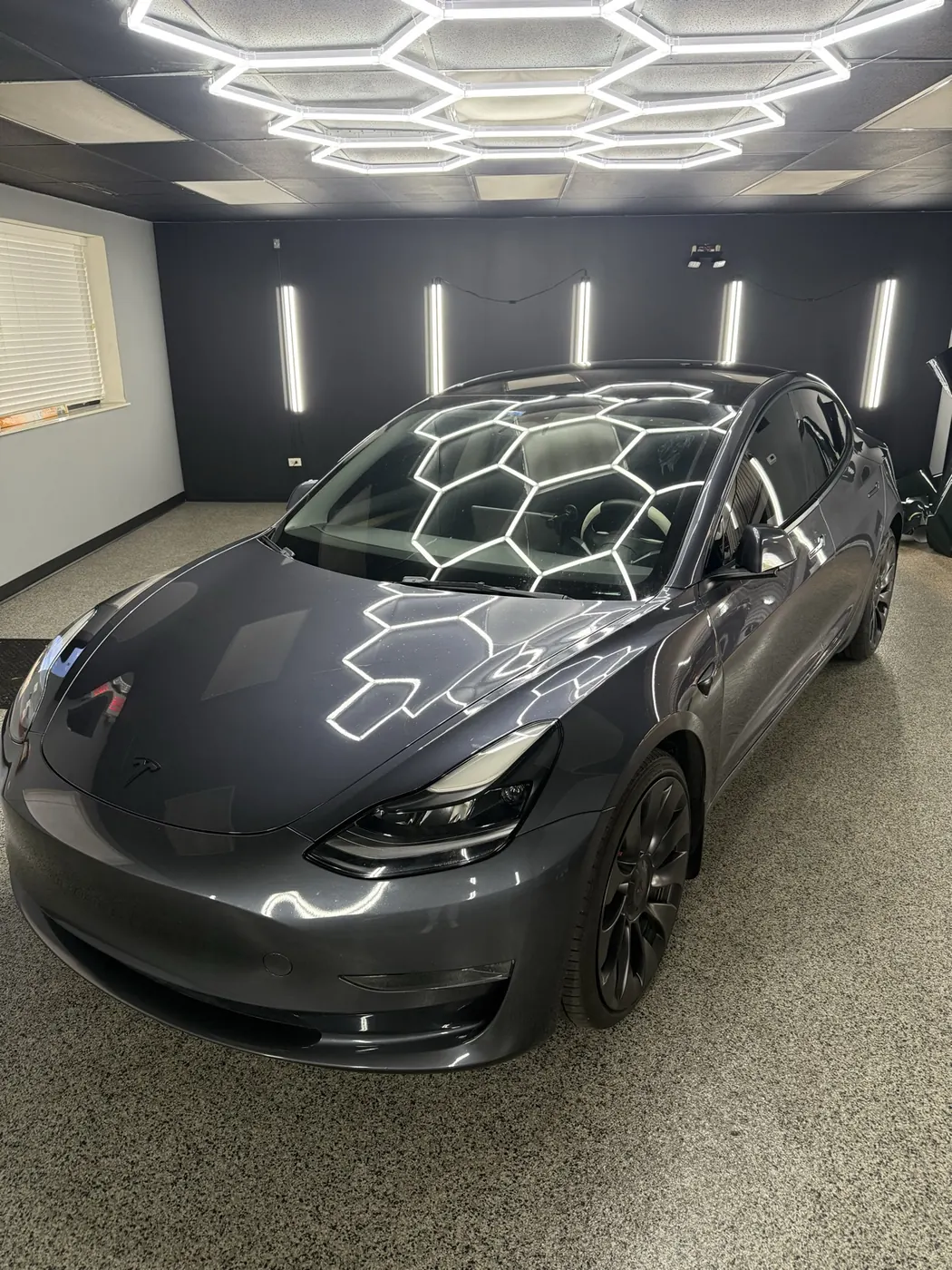 Ceramic-coated grey Tesla Model 3 with deep gloss