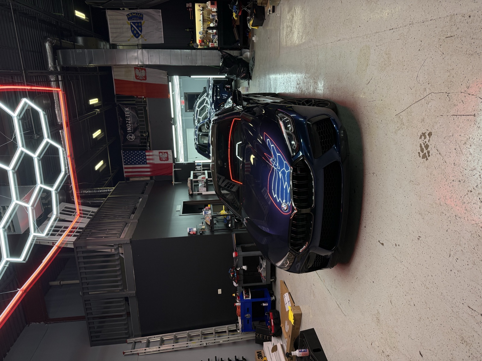 Blue BMW M8 Competition in the Perfect Graphics shop