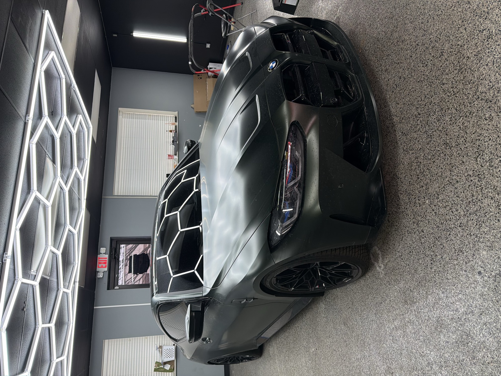 BMW M3 M4 dark gray wrap — front