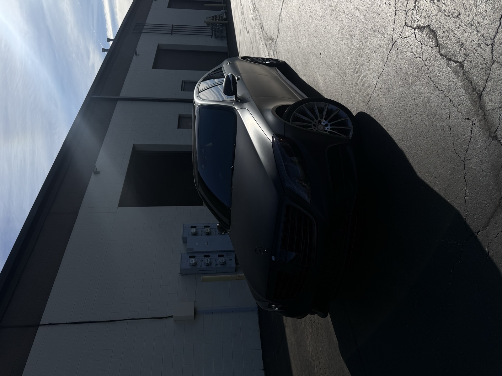 Mercedes-Benz E-Class satin black wrap — front